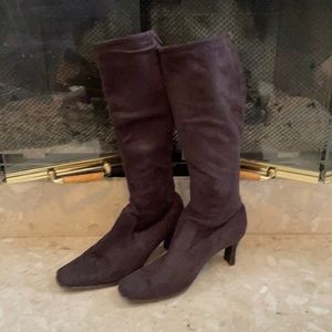 Tall brown suede kitten heel boots (7.5)